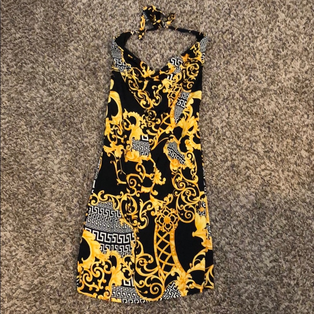 Printed halter midi dress